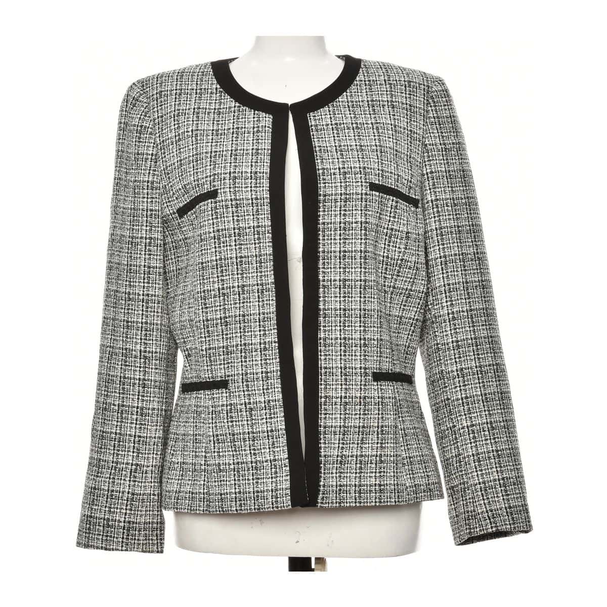 Blazer TAHARI En Jacquard Crème - Taille 2 (US) - Veste De Costume Occasion Très Bon état