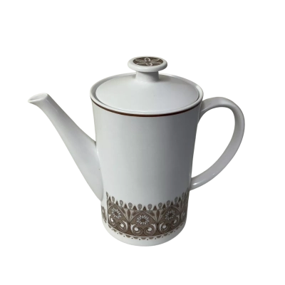 Noritake Progression Century White / Brown Floral Pattern Coffee Pot with Lid