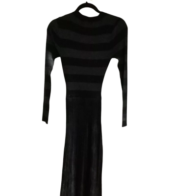 BNWT Portmans Womens  Size S Black Lurex Strip Long Sleeve Dress / Midi Dress Black  RRP $129.95