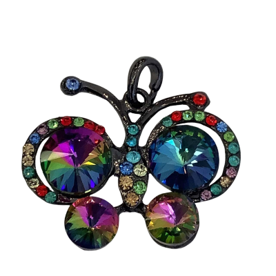 COSTUME - Colourful Rhinestones Detail Butterfly Shape Pendant  #13   