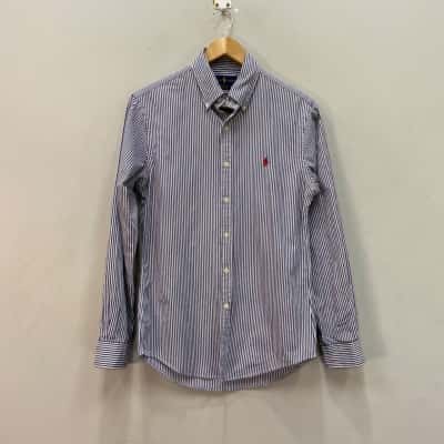 Ralph Lauren Mens Slim Fit Size S Long Sleeve Shirt Blue / Striped / White 