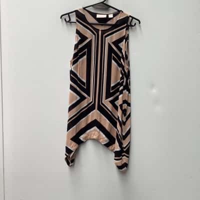 Sass & Bide Womens  Top Singlet Beige / Black Size 12