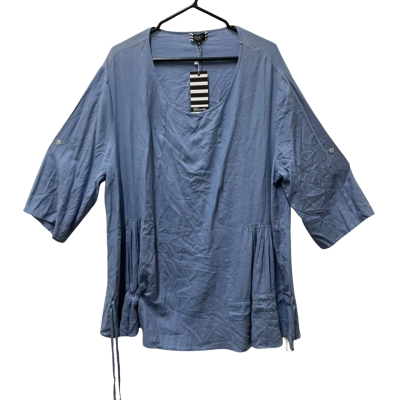 Clarity Drawstring Side Linen Blend Tunic Womens  Size XXXL Blue 