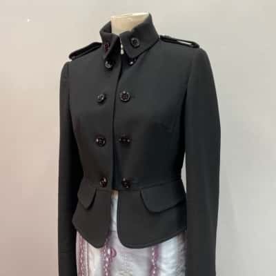 Karen Millen Womens  Size 10 Double breasted Cropped Tailored Military Jacket Black  