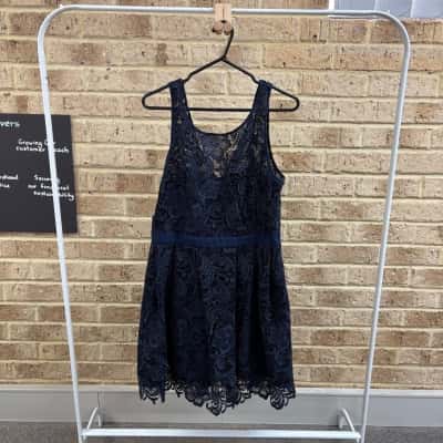 Jayson Brunsdon black label  Womens navy lace midi dress Size 16 