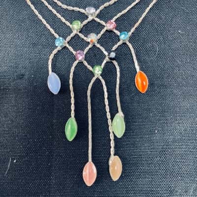  Womens Necklace Multicoloured / Silver-toned with faceted and cats eye shaped gems 