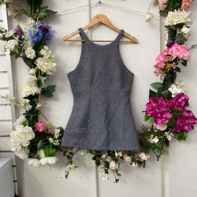 Saba Womens  Size 10 Sleeveless Top Navy Blue / White 