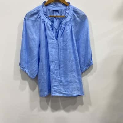 Sussan Womens  Size 8 3/4 Sleeve Top Blue 