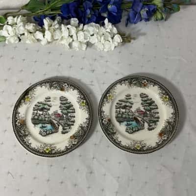 Vintage Mill Stream Under Glaze Side Plates (x 2)