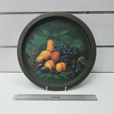 Vintage Fruit Print Metal Serving Tray