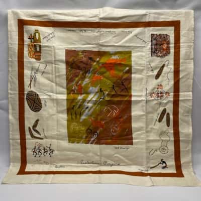 Vintage Australian Aborigines Square Shape Linen Table Cloth 