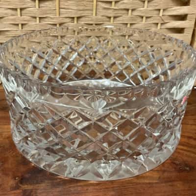 Vintage Crystal Diamond Cut Fruit Bowl Mint 