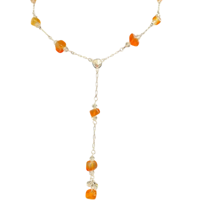  I-Store Women's carnelian & crystal Necklace 22cm