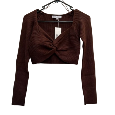 Minx & Moss Womens Size S Brown Ribbed Top
