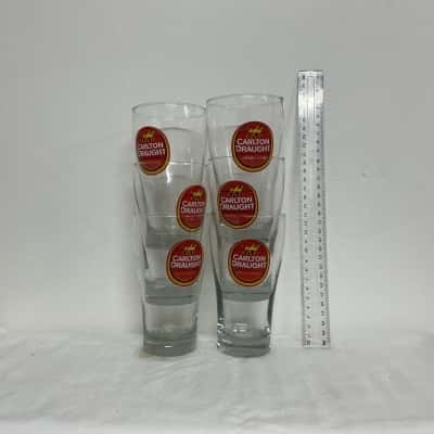 6x Carlton Draught Beer Schooners