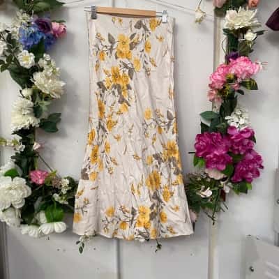 Bec & Bridge Womens  Size 12 Midi Skirt Floral / Yellow 