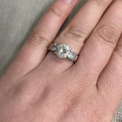  Womens NF (Nickel Free) 925 Silver Diamanté Trio Ring