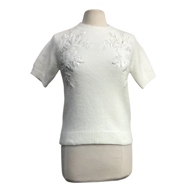 Karen Millen Womens  Size S Archive Floral Embellished Wool Blend Top