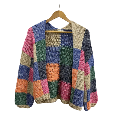 Worthier The Label  Womens  Size S/M Hand Knitted Patchwork Cardigan