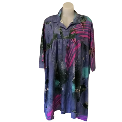 TIFFANY TRELOAR.  Printed Smock Dress  with Collar.   Size L 