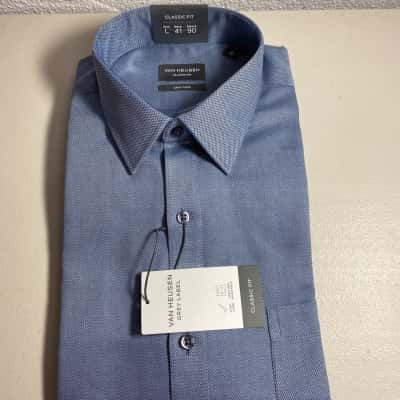 Van Heusen Mens Size 41 Business Shirt Blue 