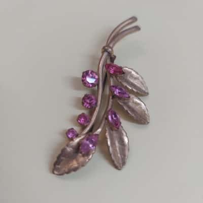 Vintage Pink Crystal Brooch  