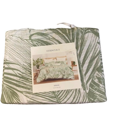 BNIB Essentials Serene Quilt Cover Set Green RRP $99.95