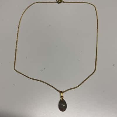  Womens Necklace Gold plate chain/pendant with natural  low grade opal