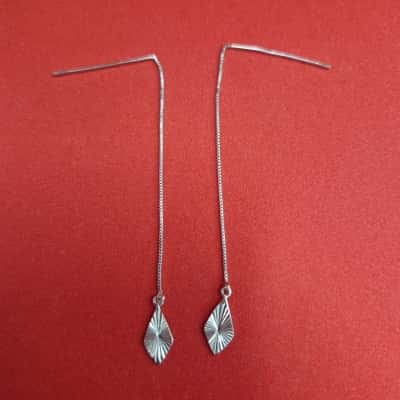  Womens Sterling Silver Drop Earrings 