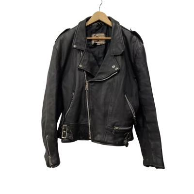 Vintage  A.M.I Leather Jacket Mens  Size 46/XXL Biker Black  