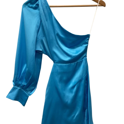 Who I Am Womens Size 8 Off Shoulder Mini Dress Blue 