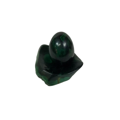 Natural Malachite Carving - Egg & Freeform Base
