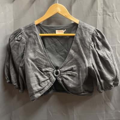 Gorman Womens Size 10 Black Puff Sleeve Crop