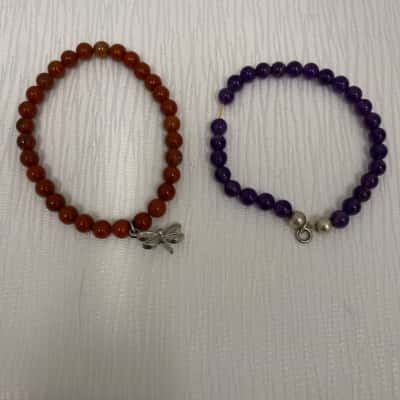 Unbranded Women's Beaded Bracelet With Stones Brown / Purple 