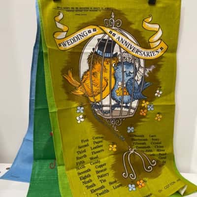 RSPCA vintage linen tea towels X4