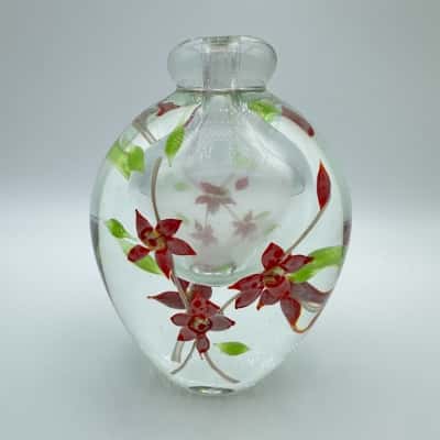 Beautiful Floral Art Glass Perfume Bottle Without Top