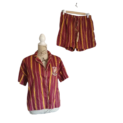 Peter Alexander Womens  Size S - 2 Piece Pyjama Set Gold / Maroon / Striped BNWT