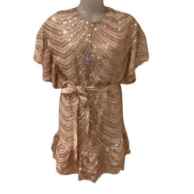 BNWT**Three of Something.   Genesis Short Sequin Dress   Rose Gold.  Size  S 