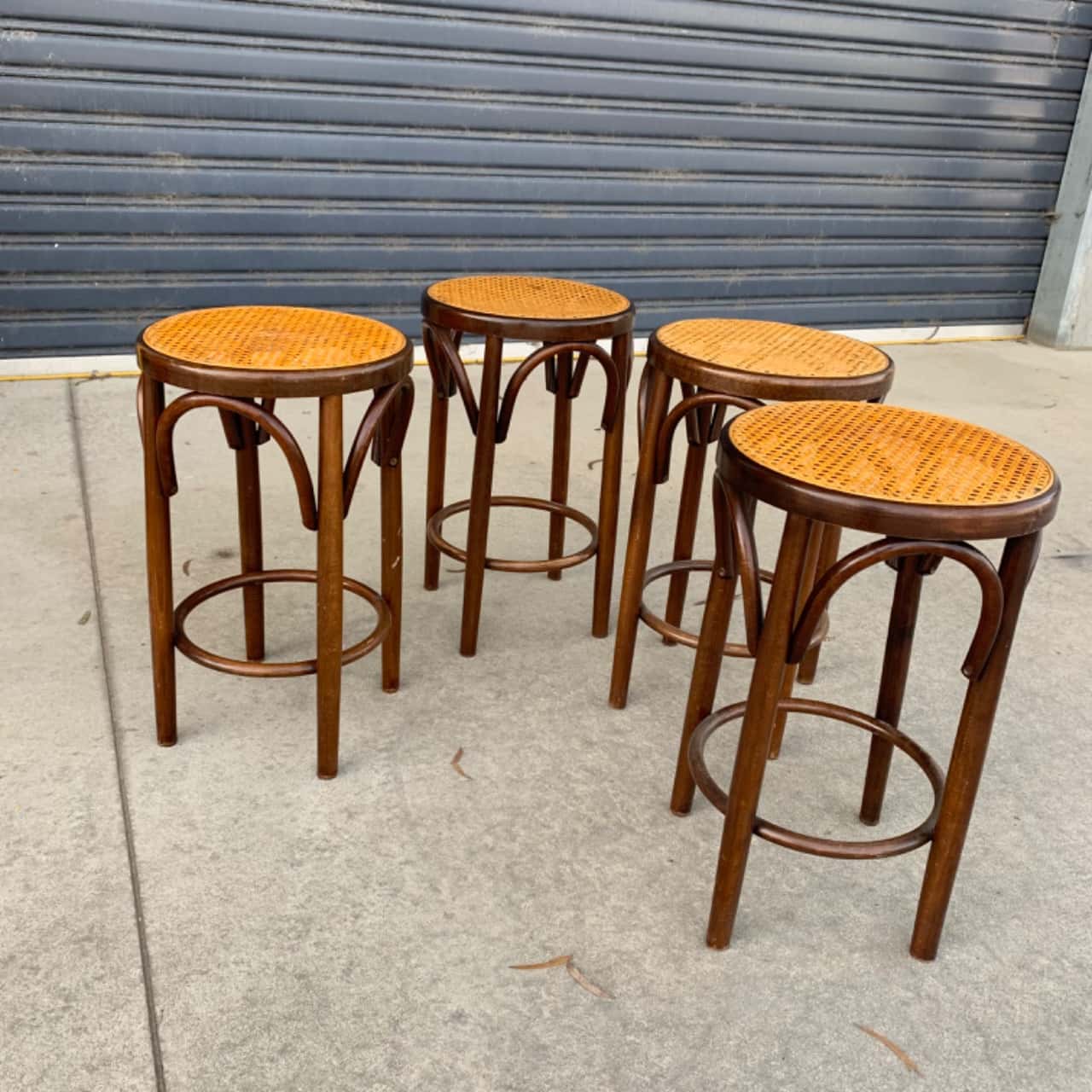 4 Rustic Vintage Bentwood Stools Wicker Rattan Seats PICK UP ONLY Clyde North Victoria(s)