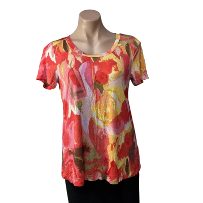 Blue Illusion Womens Size XS Multicoloured Pattern Short Sleeve Top (new)