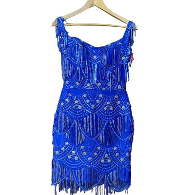 Bella Barnett Womens Size M Blue Sequin Dress 