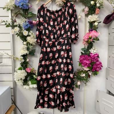 Leona Edmiston Womens  Size 16 Maxi Dress Black  / Floral 