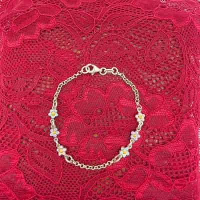 Gorgeous 925 Italy Colourful Flowers Child's Bracelet