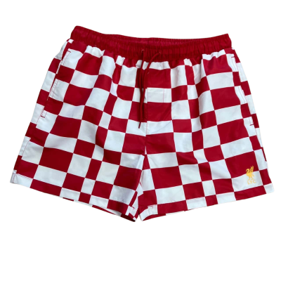 Liverpool Football Club LFC Size M Check Swim Shorts Red / White  BNWT 