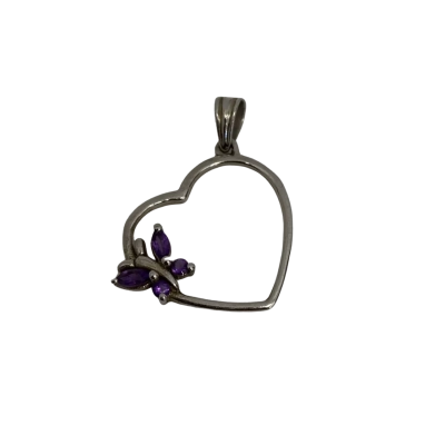925 Marked Women's Pendant Purple Butterfly 