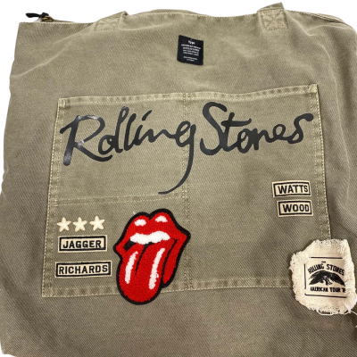 Unisex Typo Rolling Stones Denim Tote Bag 