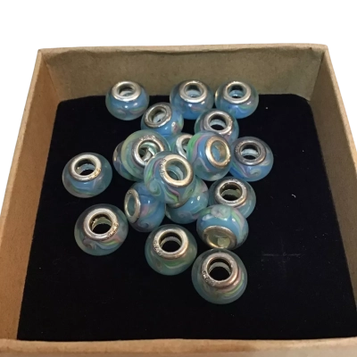  20 pieces Womens S/ Silver and Blue CharmsWomens Blue / Silver 