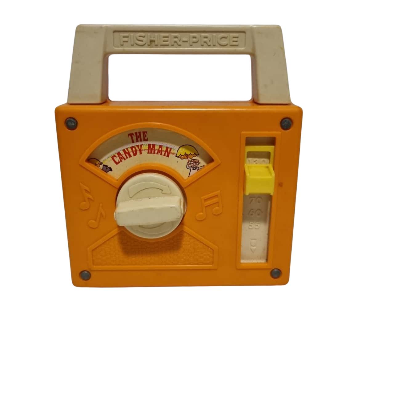 Vintage Fisher Price 790 The Candy Man Wind Up Radio 1978 Orange Music Box(s)