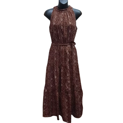 New With Tags PORTMANS Size 8 'Choc Spot' Sleeveless Tiered Maxi Length Dress Orrp $119.95