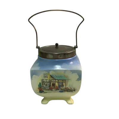 Vintage Hanley Biscuit Barrel, Cookie Jar Cottage Garden 
